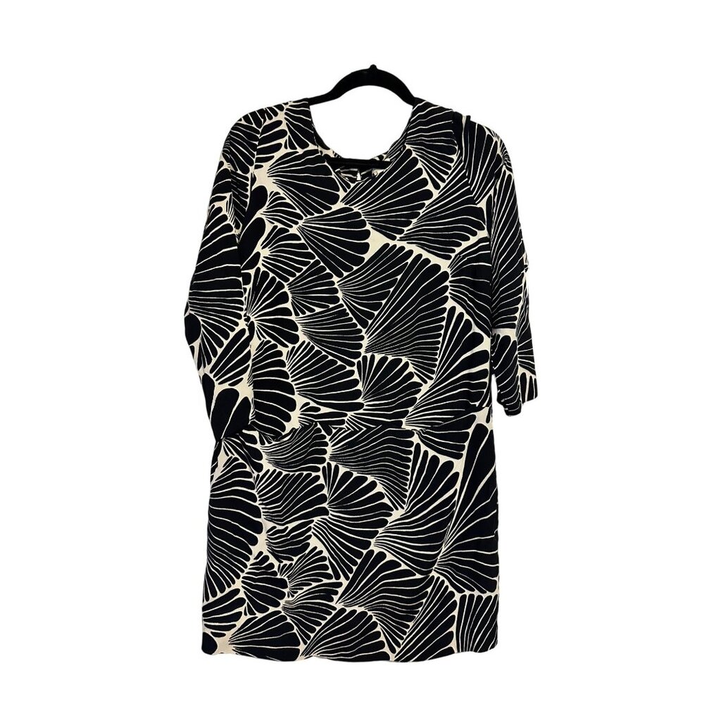 J‎ Crew black and cream floral tunic dress 8